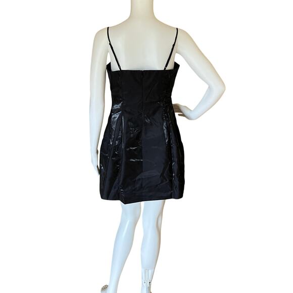 NWT Danielle Bernstein WeWoreWhat Black Satin Mini Dress Size 8 - Picture 3 of 7